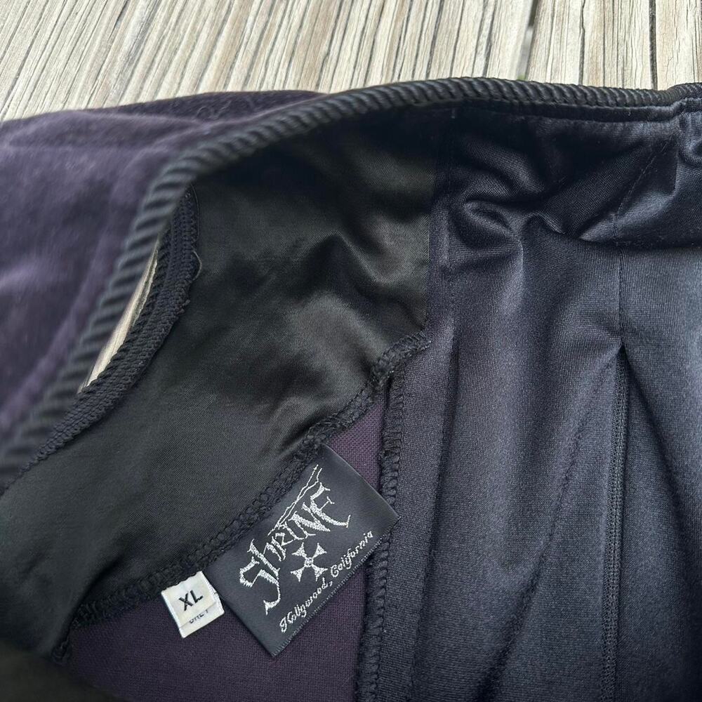 Vintage Shrine of Hollywood Goth Deep Purple Velour Lace Up Corset Top - Size XL - Picture 6 of 8